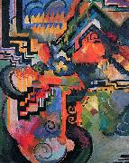 August Macke Colored composition (Hommage to Johann Sebastian Bachh) oil painting on canvas